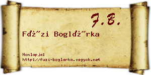 Füzi Boglárka névjegykártya